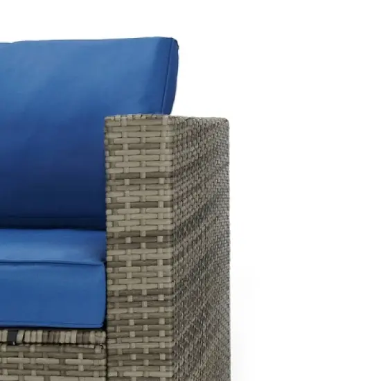 4pc Wicker Patio Sectional Seating Set - Blue - EDYO LIVING image {5}