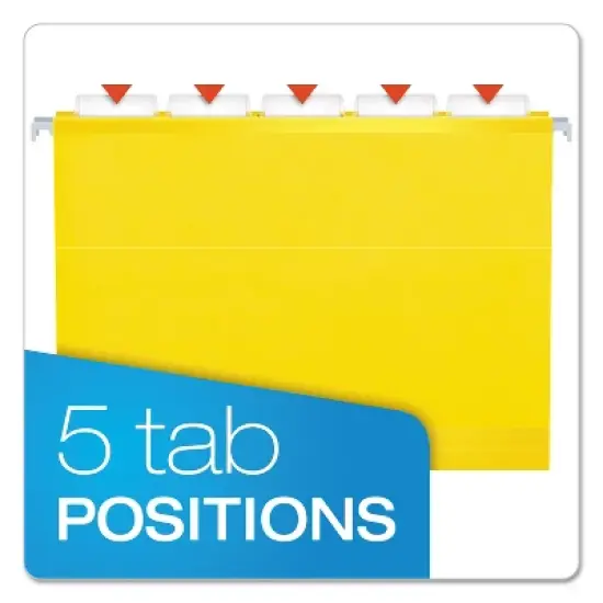 Pendaflex Reinforced Hanging Folders 1/5 Tab Letter Yellow 25/Box 415215YEL image {3}