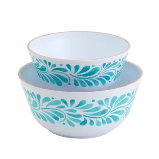 Infuse 2pc Melamine Oval Serving Bowl Set Blue image {3}