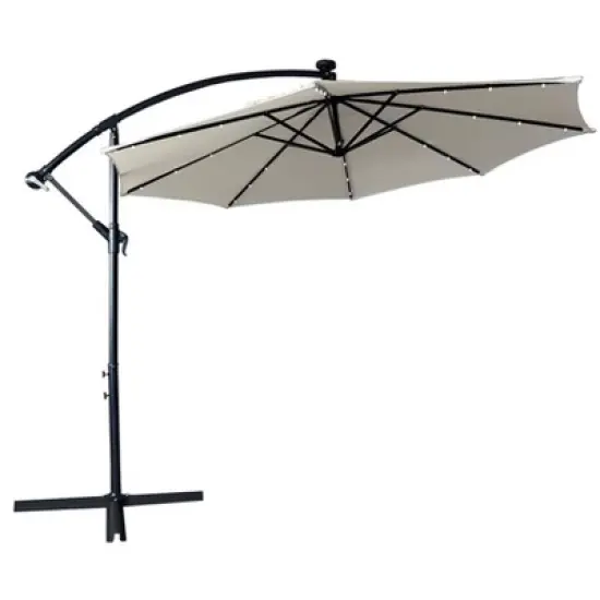 LeisureMod Willry Modern 10FT Outdoor Offset Cantilever Hanging Patio Umbrella with Solar Powered LED &ndash; Backyard, Deck, Garden, Poolside, Patio Shade image {17}