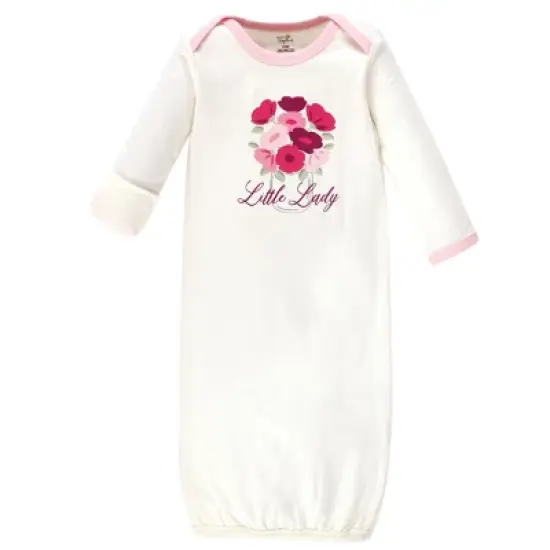Touched by Nature Baby Girl Organic Cotton Long-Sleeve Gowns 3pk, Petals, 0-6 Months image {3}