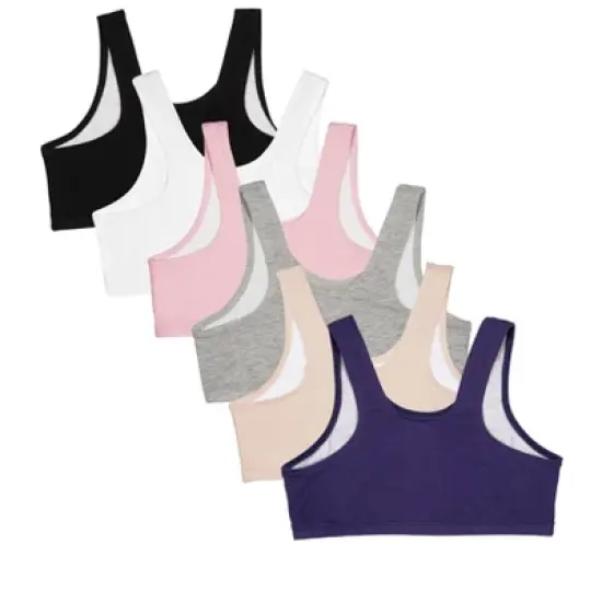  Fruit of the Loom Girls Cotton Stretch Sports Bra 6 Pack image {1}