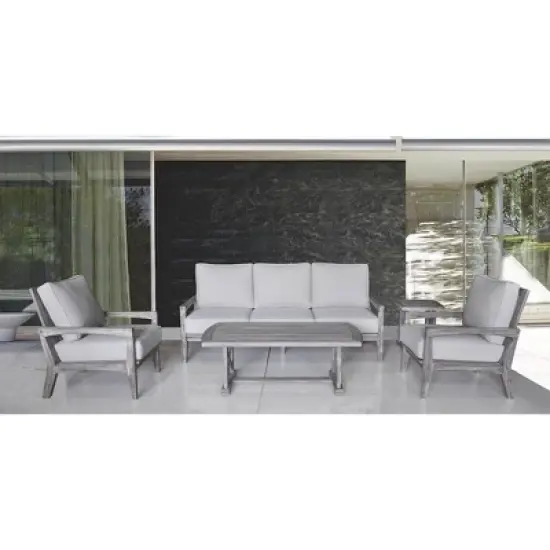 Courtyard Casual Driftwood Gray Teak Surf Side Outdoor Three Seater Sofa with Cushions image {7}