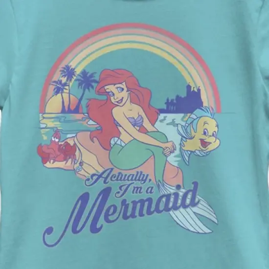Girl's The Little Mermaid Ariel Actually I'm a Mermaid Rainbow T-Shirt image {1}