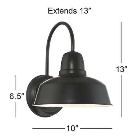 John Timberland Rustic Industrial Farmhouse Outdoor Barn Light Fixture Black Gooseneck Arm 13" for Exterior Barn Deck House Porch Yard Patio Outside image {6}