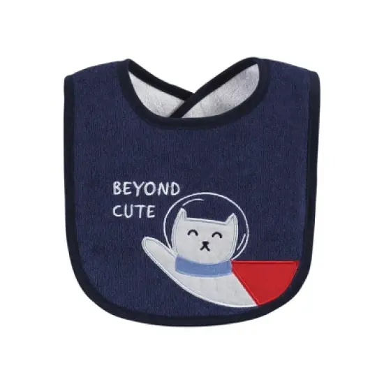 Hudson Baby Infant Boy Cotton Terry Drooler Bibs with Fiber Filling, Galactic Explorer, One Size image {2}