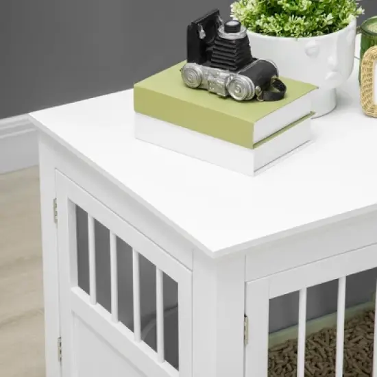 PawHut Dog Crate End Table with Triple Doors, Wooden Dog Crate Furniture Indoor Use, Puppy Crate with and Steel Tubes, for Small Dogs image {4}