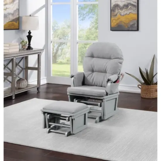 Suite Bebe Mason Glider & Ottoman - Gray/Oyster image {1}