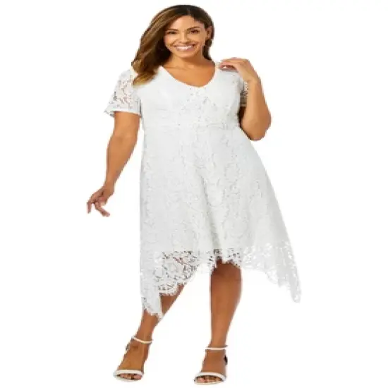 Jessica London Women&rsquo;s Plus Size Lace Handkerchief Dress image {1}