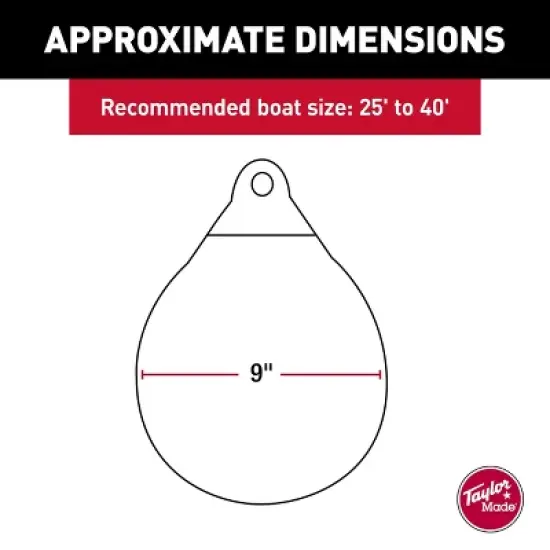 Taylor Made 9" Tuff End Inflatable Vinyl Buoy - Orange - Model 61140 image {3}