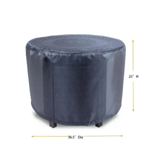 Summerset Shield Gold 2-Layer Polyester Fabric Outdoor Fire Table Round Cover - Charcoal Grey image {2}