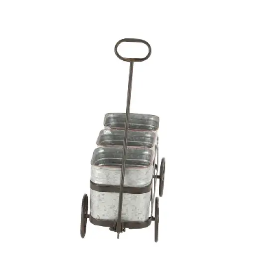 Olivia & May 29" Wide Farmhouse Rectangular Iron Planter Pot Silver image {4}