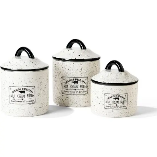 American Atelier Canister Set 3-Piece Ceramic Jars in Small, Medium, Large with Airtight Lids for Cookies, Flour, Sugar, Rice, Pasta, Cereal & More image {5}