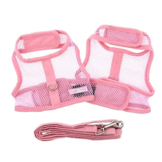 Doggie Design Cool Mesh Dog Netted Harness with Leash - Solid Pink image {1}
