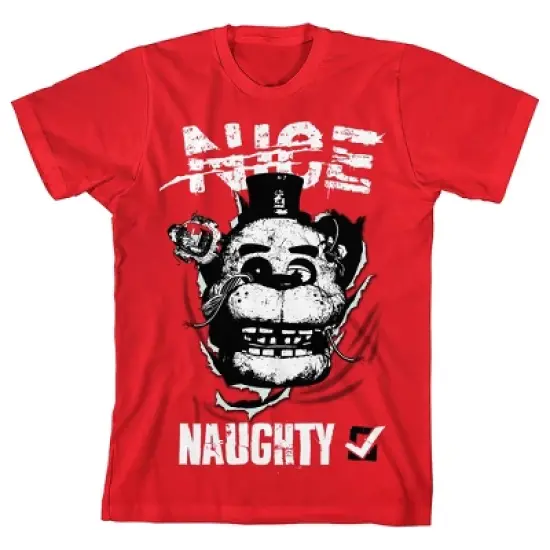 Five Nights at Freddy's Nice Naughty List Boy's Red T-shirt image {4}