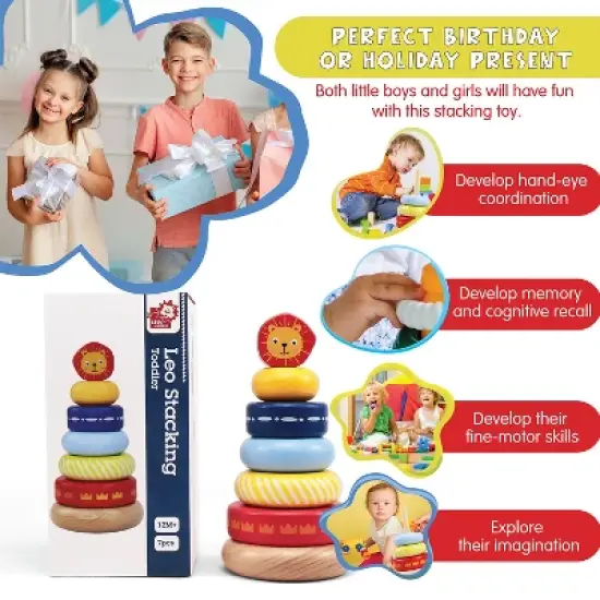 Leo & Friends Leo Stacking Toddler Ring Tower image {6}