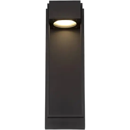 Possini Euro Design Modern Outdoor Wall Light LED Fixture Textured Black 16" Round Crystal Diffuser for Post Exterior House Porch image {4}