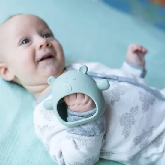 Lulyboo Silicone Easy Grip Teether Bear - Sage image {4}