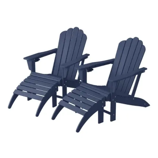 WestinTrends Highland 4-Piece Outdoor Patio HDPE Adirondack Chairs With Ottomans and Cup Holder Set image {17}