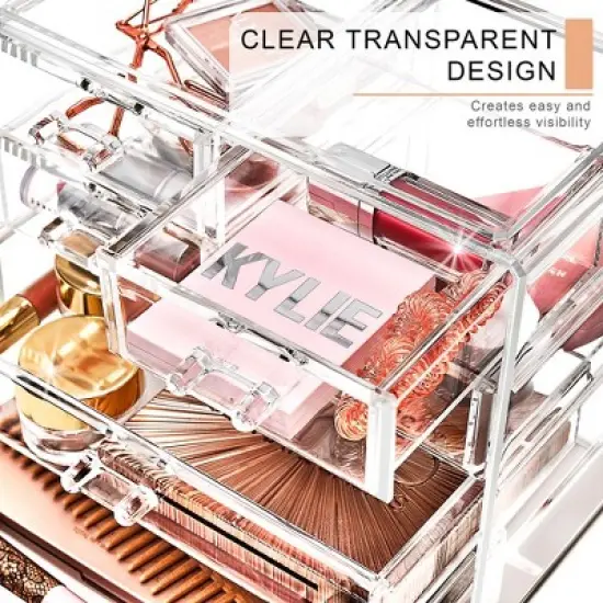 Sorbus Clear Makeup Organizer Display - Stylish Organization and Storage Case for Cosmetics, Jewelry & Hair Accessories image {4}