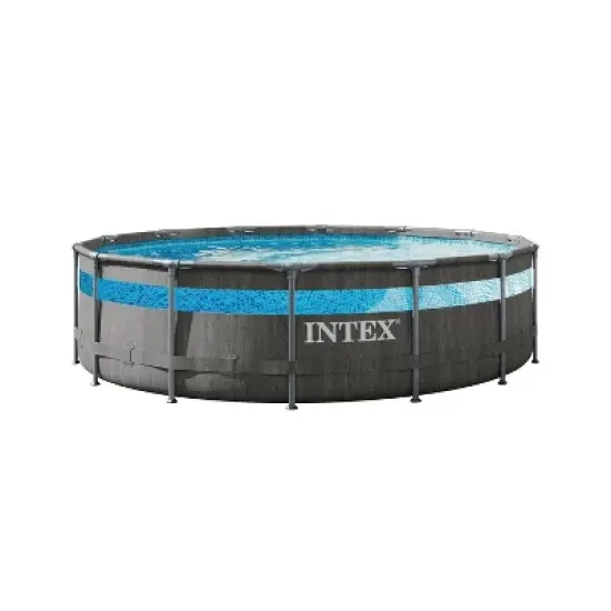 Intex 14' x 42" Clearview Prism Frame Above Ground Pool - Graywood Print: Steel Frame & Vinyl Liner image {7}