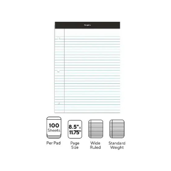 Staples Double Pad Notepads 8.5x11.75 White 100 Sh/Pd 6 Pd/Pk TR57350/35717 image {2}