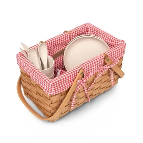 Picnic Time Piccola Picnic Basket Red and White Gingham image {2}