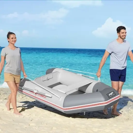 Bestway Hydro-Force Caspian Inflatable 2 Person Boat Set with 2 Aluminum Oars, Hand Pump, and Carry Bag for Fishing or Cruising on the Water image {3}