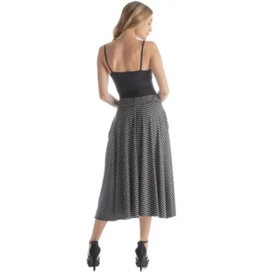 Womens Polka Dots And Pleated Pockets Midi Skirt image {1}