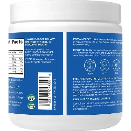 Natural Vitality CALM Magnesium Plus Calcium Supplement Powder - Raspberry Lemon - 8oz image {4}