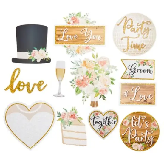 Sparkle and Bash 72 Piece Photo Props for Rustic Wedding Party Decorations image {5}