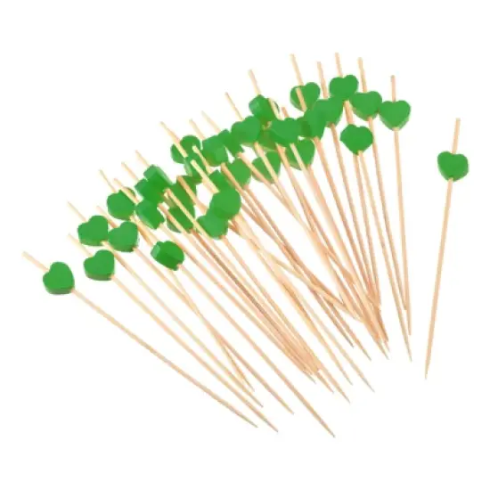 Unique Bargains Decorative Drinks Appetizer Bamboo Heart Cocktail Toothpicks 100 Pcs image {6}