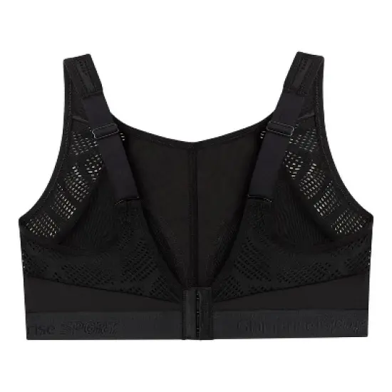 Glamorise Womens No-Sweat Mesh Sports Wirefree Bra 1068 Black image {4}