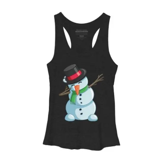 Women's Design By Humans Christmas Dabbing Snowman By GiftsIdeas Racerback Tank Top image {3}