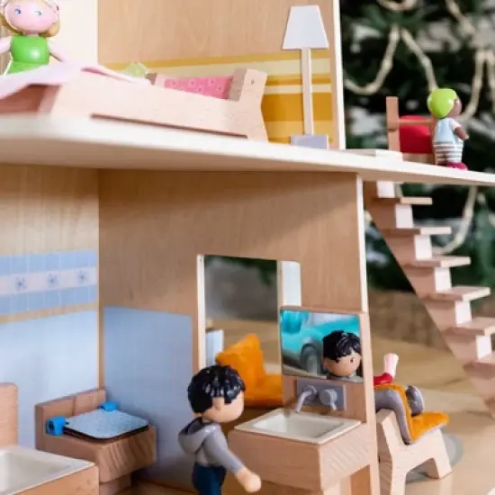 HABA Little Friends Dollhouse City Villa with 10 Pieces of Furniture image {2}