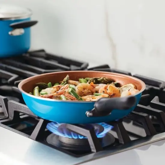 Farberware Reliance Pro 14pc Ceramic Nonstick Cookware Set with Prestige Tools Aqua: Gas & Electric Safe, Rust-Resistant image {2}