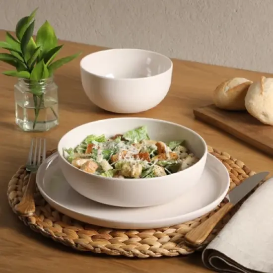 Gibson Home Candy Skies 12 Piece Unbreakable Wheat Straw Melamine Dinnerware Set - Pink image {2}