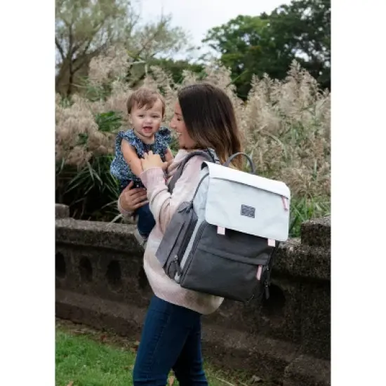 Eddie Bauer Cascade Backpack DIaper Bag - Gray/Pink image {7}