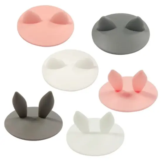 Wrapables Silicone Cup Lids, Anti-Dust Airtight Mug Covers for Hot and Cold Beverages (Set of 6), Animal Ears image {5}