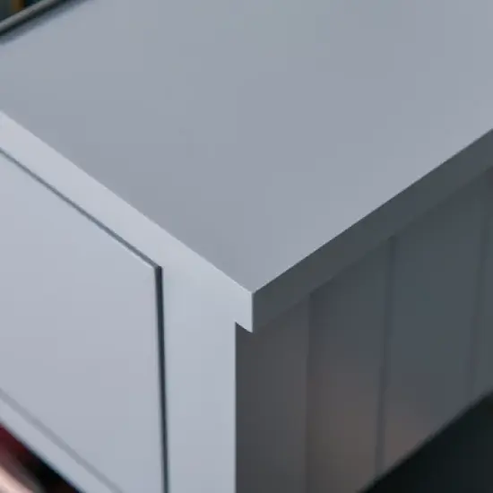 HOMCOM Modern Style Nightstand, Side Table with Drawer and Storage Shelf for Bedroom, or Living Room, Gray image {7}