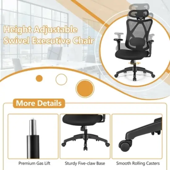 Costway Reclining Mesh Office Chair Swivel Chair w/ Adjustable Lumbar Support image {8}