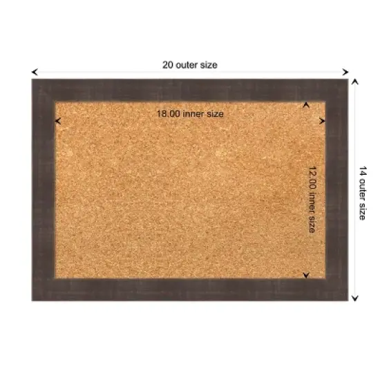 Amanti Art Whiskey Brown Rustic Wood Framed Corkboard, Grey Cork image {3}