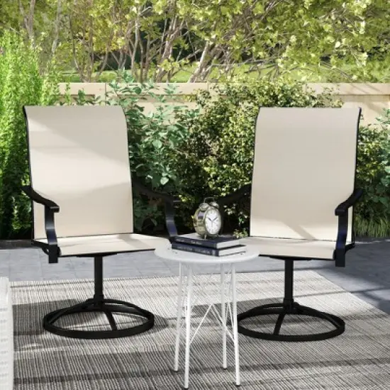 Outsunny Patio Swivel Chairs Set of 2, High Back Patio Dining Chairs with All-Weather Mesh Fabric and Metal Frame for Backyard, Porch or Garden image {5}