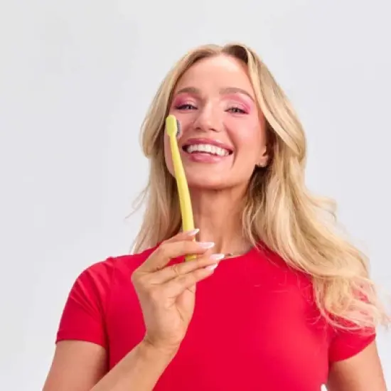 Grin Charcoal-Infused 100% Recycled Toothbrush for Sensitive Teeth and Gums - Soft - Lemon image {2}