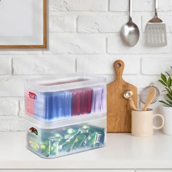 Sorbus Stackable Plastic Frosted Organizer Bins (2 Pack) - Perfect for storing items maintaining space neat and decluttered image {3}