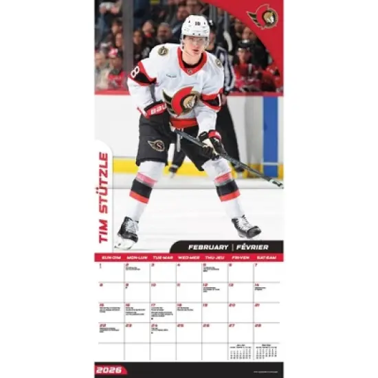 Trends International 2026 Ottawa Senators Bilingual French 12"x12" Wall Calendar image {2}