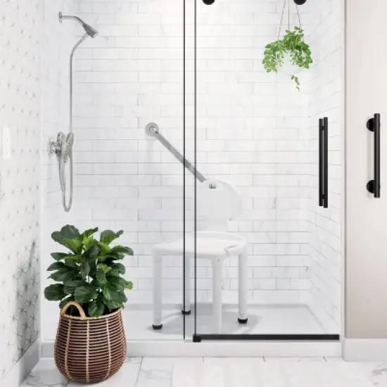 Carex Universal Bath Seat with Back - Height-Adjustable Plastic Shower/Bath Bench - White image {3}