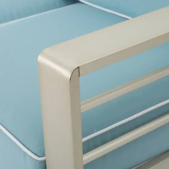 Cape Coral 2pc Aluminum Patio Loveseat & Coffee Table Set - Light Teal - Christopher Knight Home image {6}