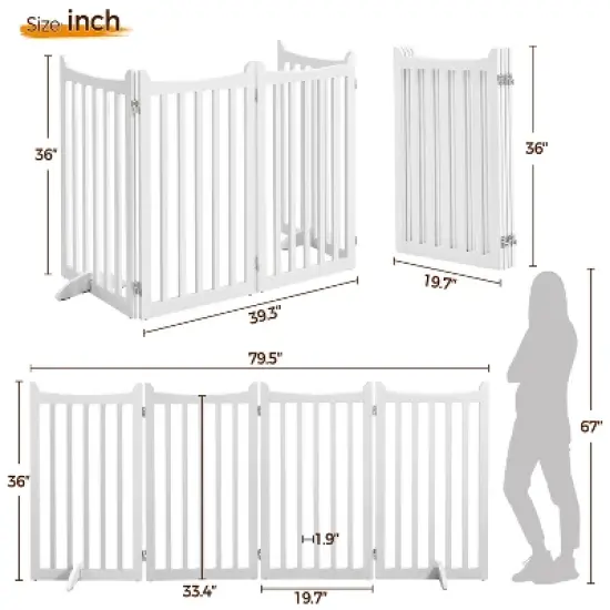 Yaheetech 36inch Freestanding Wooden Fence Foldable Pet Gate image {2}