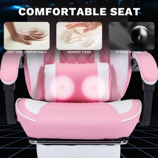 Bosmiller Ergonomic Video Gamer Chairs, Computer Gaming Chairs with Massage Lumbar Support and footrest for Adults image {5}